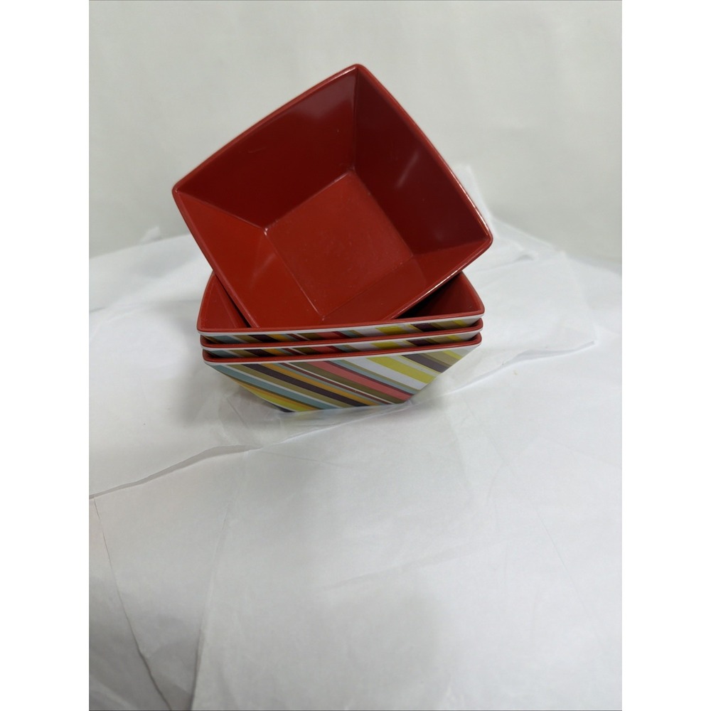 Set of 4 Missoni Square Cereal Bowls Melamine Multi Color Stripe